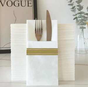 Serviettes jetables en papier Airlaid effet lin avec logo personnalisé en relief – Serviettes de table en papier - Product Image 1