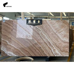 TOstone แผ่นหินอ่อนนกยูงสีแดงสีขาวแปลกใหม่แผ่นขัดสำหรับการออกแบบในร่มในห้องนั่งเล่นห้องครัวห้องน้ำ - Product Image 3