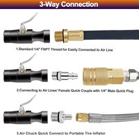 Adaptateur de tuyau de gonflage de pneus avec embout de serrage à mâchoires 1/4FNPT