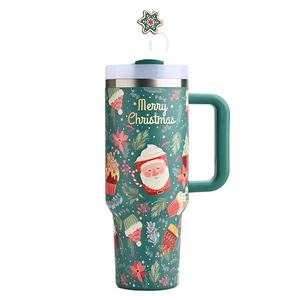 Cadeaux de Noël OEM Tasse de voyage thermique de 40 oz Tasse de gobelet en acier inoxydable de 40 oz avec poignée - Product Image 1