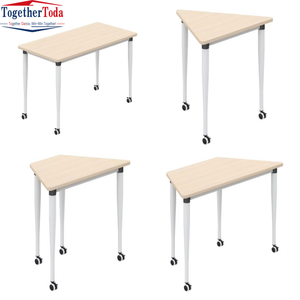 Bureau scolaire individuel moderne en métal sur mesure, léger et écologique, forme trapézoïdale - Product Image 1