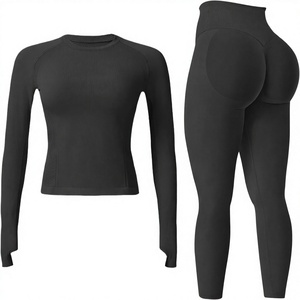 Conjunto Deportivo de 2 Piezas para Mujer, Leggings y Sujetador Deportivo Transpirables, Hechos en Fábrica, Leggings de Yoga por Encima de la Rodilla, Sin Costuras - Product Image 2