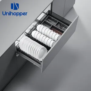 Unihopper série PHANTOM panier de rangement de cuisine extractible de qualité supérieure paniers à tiroirs d'armoires en verre 3 côtés