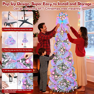 Árbol <span class=keywords><strong>de</strong></span> <span class=keywords><strong>Navidad</strong></span> Plegable <span class=keywords><strong>de</strong></span> Felpa Preiluminado <span class=keywords><strong>de</strong></span> 6 Pies con Cinta <span class=keywords><strong>de</strong></span> Colores y Adornos <span class=keywords><strong>de</strong></span> Bolas <span class=keywords><strong>de</strong></span> <span class=keywords><strong>Navidad</strong></span>, Decoración para el Hogar y el Festival <span class=keywords><strong>de</strong></span> Primavera - Product Image 6