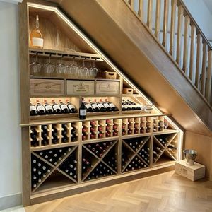 Современный модульный угловой винный шкаф-бар из массива дерева для дома и отеля, экологичный, большой вместимости, с лестницей - Product Image 6