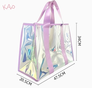 Vente en gros Grand fourre-tout à provisions en PVC clair et chaud laser Sacs à main en PVC pour femmes Sacs à main à bandoulière pour femme Sac cadeau avec logo personnalisé Sac d'emballage - Product Image 2