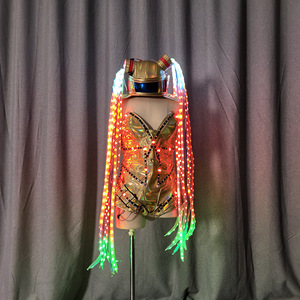 <span class=keywords><strong>Combinaison</strong></span> à changement de couleur luminescente à LED pour Halloween Long Tressé Maquillage Stage Performance Clothing DS KTV Atmosphere - Product Image 5