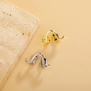 Bracelet minimaliste unisexe en laiton avec zircon lisse en forme de vague torsadée de type Mbius, design de niche 1G-200, accessoire dentaire - Product Image 2