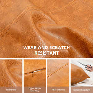 Offre Spéciale 18 pouces luxe salon <span class=keywords><strong>canapé</strong></span> barcelone housse de coussin, Vintage épais marron Faux <span class=keywords><strong>cuir</strong></span> jeter oreiller couvre <span class=keywords><strong>pour</strong></span> <span class=keywords><strong>canapé</strong></span> - Product Image 4