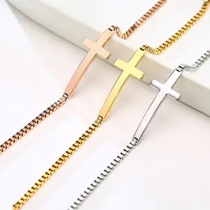 Fashion Sterling Silver Long Bar Adjustable Bracelet Cross Charms For Jewelry Making Bracelets Box Link Chain With Cross