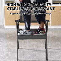 Chaise de formation ergonomique moderne pliable avec dossier intégré et tabouret en maille pour bureaux et salles de réunion