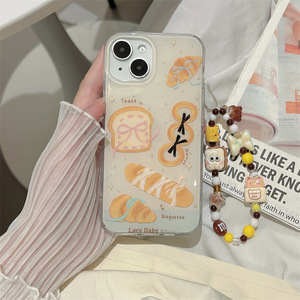 เคสโทรศัพท์ลายขนมปังปิ้งและครัวซองต์สไตล์เกาหลีแบบสองชั้นสำหรับ iPhone 17 Pro Max 16 15 14 13 - Product Image 4