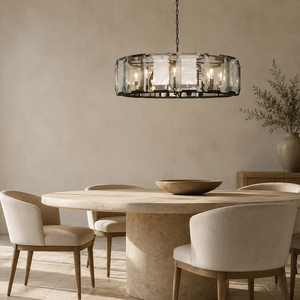 Round Ring Crystal Pendant <b>Light</b> Black Metal Frame Rectangle Crystal <b>Chandelier</b> For Dining Room Villa Interior Lighting - Product Image 4