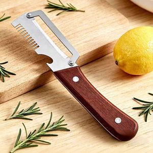 3 in 1 Manual <b>Vegetable</b> <b>Cutter</b> Wooden Grip Stainless Steel Shred Slice Peeler and Bottle Opener <b>Multifunctional</b> Kitchen Gadget - Product Image 1