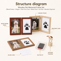 Cadre photo commémoratif pour animaux de compagnie avec kit d'empreintes de pattes, cadre double en bois, souvenir pour la commémoration de la perte de chiens et de chats