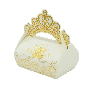 1st birthday favors wedding door gift gold foil printing crown shaped box