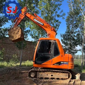 Máquina usada para operaciones en sitios de construcción, excavadora hidráulica pequeña sobre orugas Doushan DH80, en venta a bajo precio. - Product Image 1