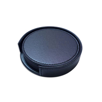 Vente en gros Sous-verre en similicuir noir rond imperméable Set de table et sous-verres pour boissons