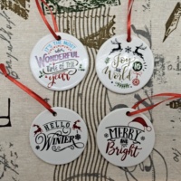 Ornements de Noël personnalisés 2022 en céramique avec impression typographique, décoration pour arbre de Noël