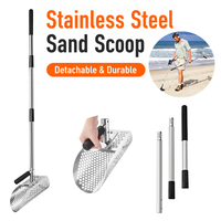 Pelle à sable et râteau de jardin en acier inoxydable détachable avec manche amovible pour le jardin et la plage