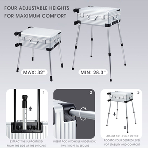 Hộp trang điểm màn hình đầy đủ 24 inch có gương có đèn, loa Bluetooth, vali trang điểm có bánh xe, chất liệu nhôm, dành cho tiệm cắt tóc, salon tóc - Product Image 5