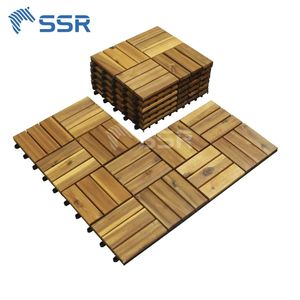 Best Price Natural 12 Slat Acacia Wood Decking <b>Tiles</b> Outdoor <b>Interlocking</b> Floor <b>Tiles</b> Suitable for Garden - Product Image 1