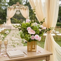 Boule de fleurs en soie cascade 70 cm, Hortensia Rose Bourgogne 40 cm, toucher réel, pour décoration de mariage et réception - Fournisseur