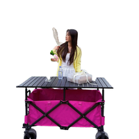 Chariot de camping pliable à quatre roues, grande plateforme réglable, étanche, avec cadre en acier et tissu épaissi, pour l'extérieur, vente en gros OEM
