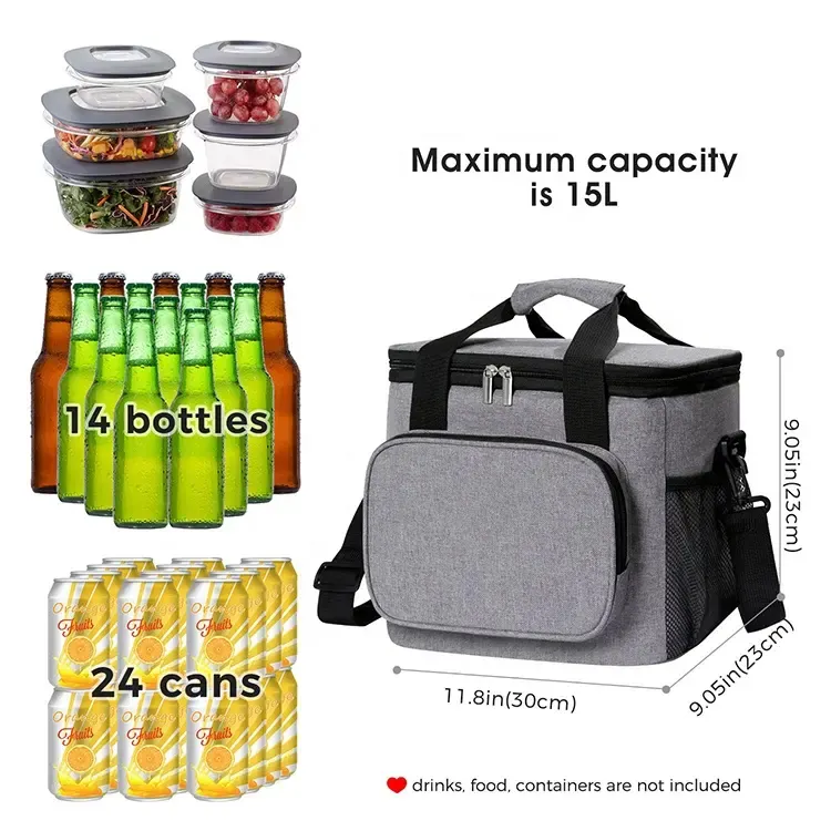 حقيبة حمل كبيرة قابلة للحمل ومزينة بطبعات مخصصة من البوليستر ، حقيبة حافظة حرارية لتبريد الطعام