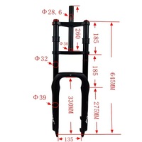 Nouvelle fourche avant à suspension pour vélo électrique à pneus larges de 20 pouces, double épaule, déport ouvert de 100 mm, en alliage d'aluminium
