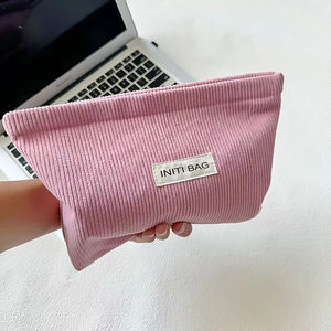 Custom Logo High Quality <b>Corduroy</b> Striped Velvet Makeup Pouch Lightweight Small <b>Corduroy</b> Cosmetic <b>Bag</b> for Travel - Product Image 4