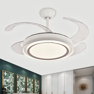 Hardware Acrylic Coffee White Remote Control/Wall Switch Control Led Ceiling Fan With Light