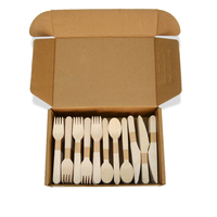 Couverts jetables écologiques en bois de bouleau, vaisselle biodégradable pour fêtes, couteau, cuillère et fourchette en bois en lots