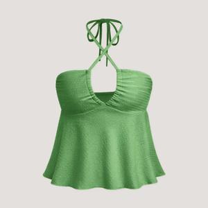 Top ultra court <span class=keywords><strong>pour</strong></span> femmes européennes et américaines Pure Desire Sexy Halter Neck Back Tie V-Neck Jumpsuit Women for Summer Party - Product Image 6