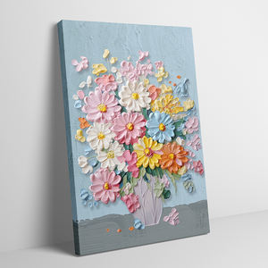 Bellissimi Fiori 3D Astratti, Decorazione Murale su Tela Dipinta a Mano, Quadro Decorativo per Stanza con Cornice in Legno, Arte su Tela da Appendere - Product Image 4