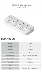 <b>Wall</b> Mountable BETA Series UK <b>Plug</b> Power Strip PC Fireproof Material Safety Shutter Overload Switch for Home Office Use - Product Image 6