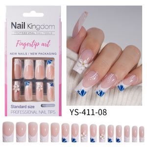 Faux ongles à presser French Tip, carrés blancs, taille moyenne, réutilisables, à coller, en <span class=keywords><strong>15</strong></span> tailles, kit de 30 faux ongles en gel souple pour femme, cadeau - Product Image 5