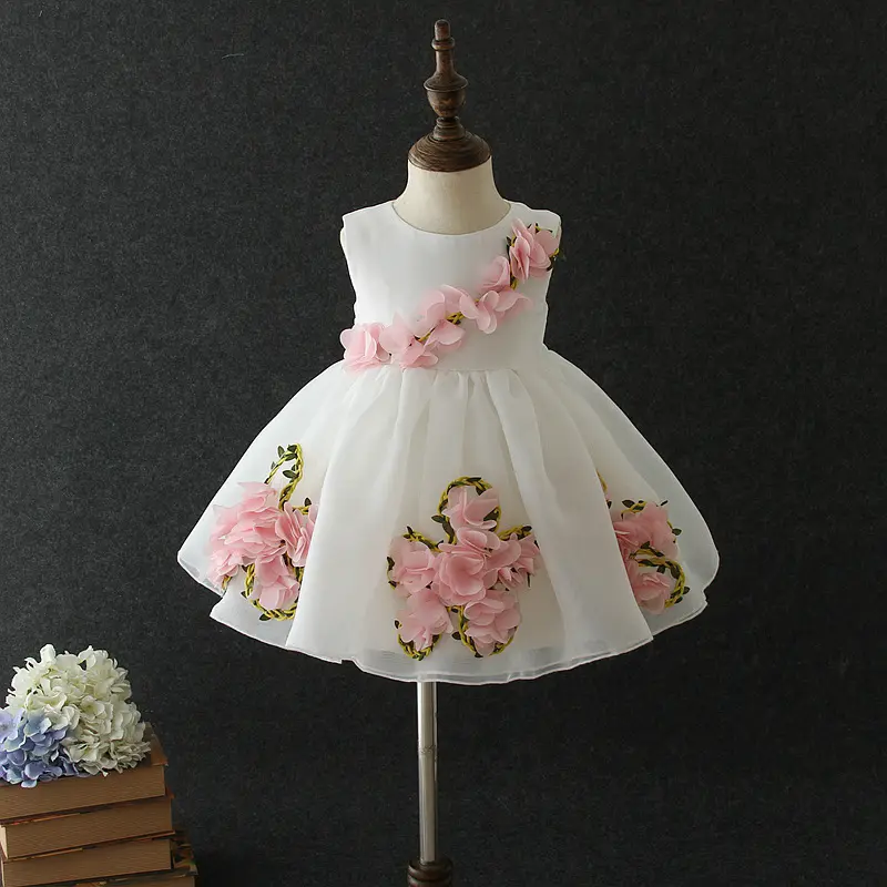 Finalz Wholesale summer girls party princess frocks Sleeveless Polyester baby flower girls' dresses