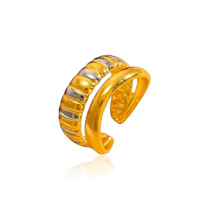 Anillo de Acero Inoxidable de Doble Capa Ope, Anillo Ajustable de Moda Geométrica de Primera Calidad, Joyería para Mujer - Product Image 5