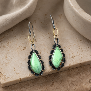 Orecchini vintage a goccia con foglia di loto blu verde, gioielli di moda bohémien da donna - Product Image 3