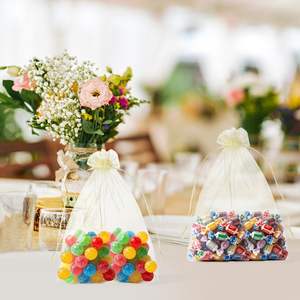 שקיות אורגנזה בצבע בז' שקוף, שקיות מתנה אלגנטיות למתנות חתונה, תכשיטים, ממתקים, קישוטי מסיבות ויצירה - Product Image 4