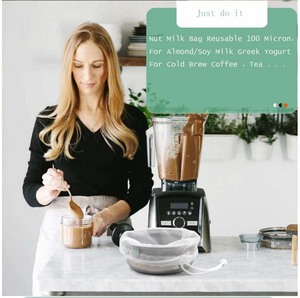 Bán hàng nóng BPA-free 100 micron tái sử dụng hạt sữa túi lưới lọc cho Hạnh Nhân Đậu Nành sữa chua cà phê trà làm bằng <span class=keywords><strong>nylon</strong></span> bền - Product Image 4