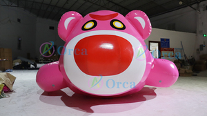 Bateau gonflable rotatif pour l'eau, ours rose amusant en PVC de 0,9 mm, jouet aquatique d'été, ours en peluche gonflable pour l'eau - Product Image 5