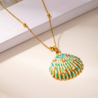 Collier pendentif coquillage plaqué or 18 carats en acier inoxydable 316L pour femme, étanche, bijou de mode, cadeau
