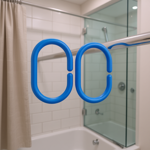 Anneaux de rideau de douche, 12 pièces, crochets bleus en polypropylène pour usage en salle de bain - Product Image 3