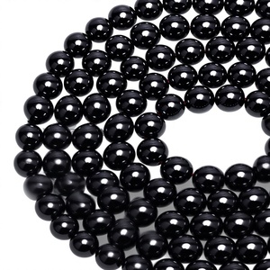 Perles rondes en onyx noir naturel, brin en gros, polies et lisses, pour la fabrication de bijoux, perles en vrac pour colliers, bracelets et artisanat fait main - Product Image 2