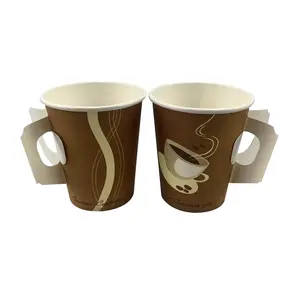 Export 8oz Disposable Hot Coffee Paper Cup With Handle