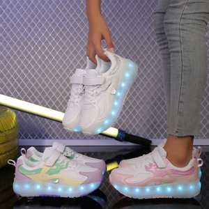 Patins à roulettes pour filles, sport de plein air, dessus en maille, trottinette à roulettes, <span class=keywords><strong>4</strong></span> <span class=keywords><strong>roues</strong></span> rétractables, chaussures à roulettes déformables pour enfants - Product Image 6
