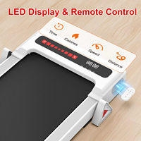 Tapis de marche 2-en-1 avec écran LED, léger et portable, tapis de course électrique pour la maison et le bureau, avec surveillance de la course et moteur 2,25 CV