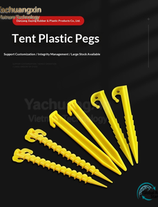 Piquets de tente en plastique jaune de qualité industrielle avec design dentelé pour le camping en extérieur toutes saisons, emballés - Product Image 6